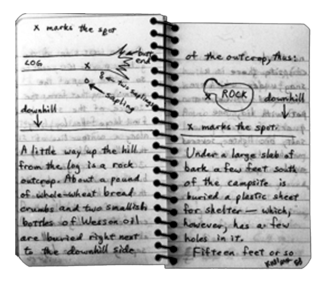 Kaczynski-hand-written-notes-and-map-with-info-on-hidden-food-supplies